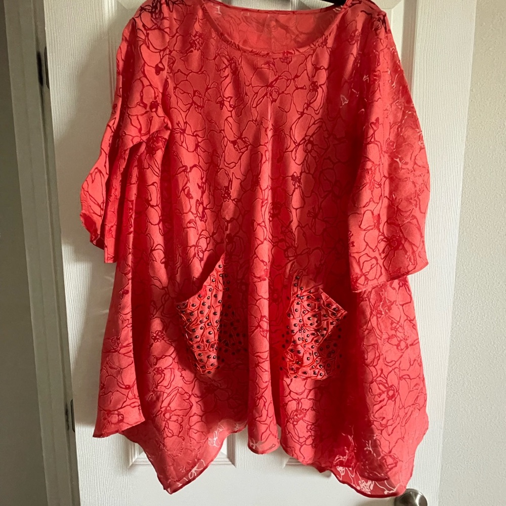 Coral Lace Women's Top
